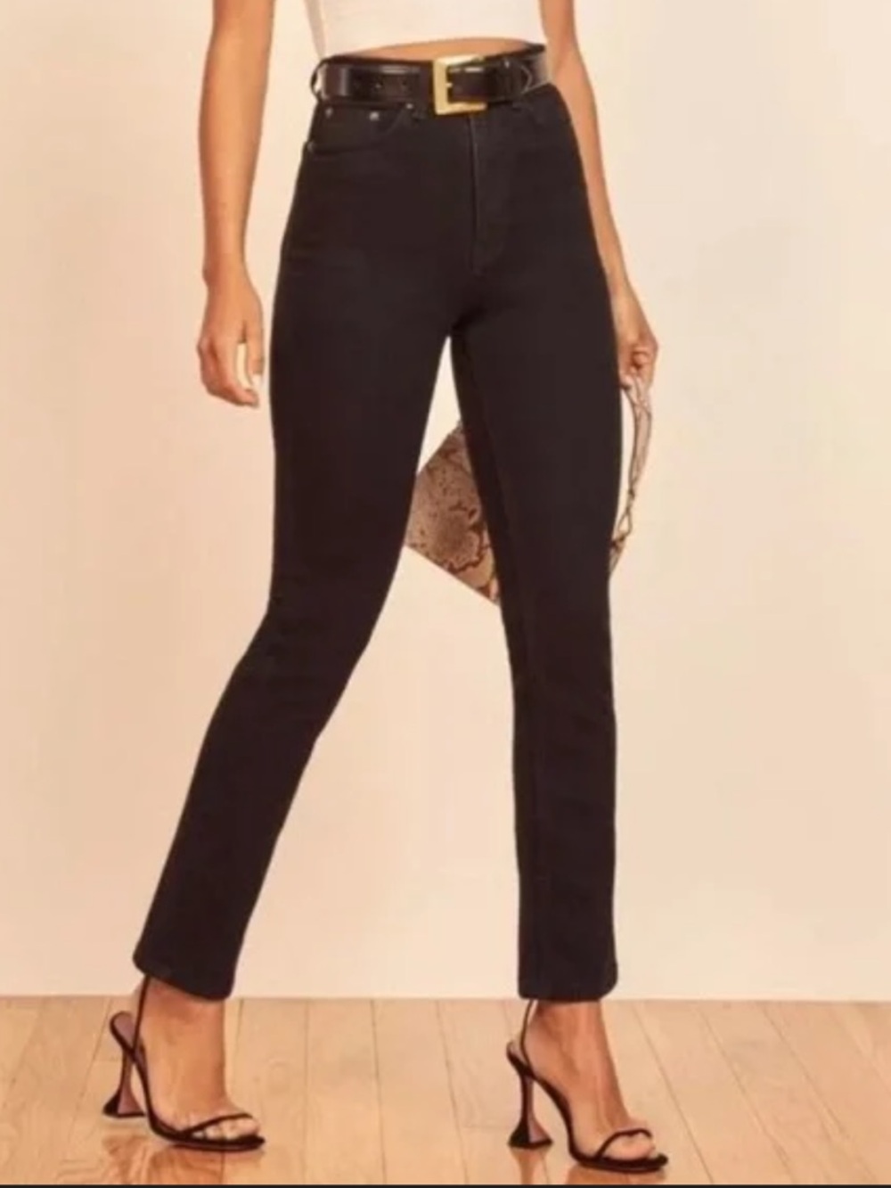 Reformation Black Liza Ultra High Rise Straight Jeans sz 24 #H1